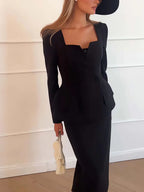 Aurelia Boat-Neck Skirt Suit