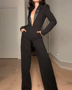 V-Neck Long Sleeve Jumpsuit: Elegance and Comfort All Year Round