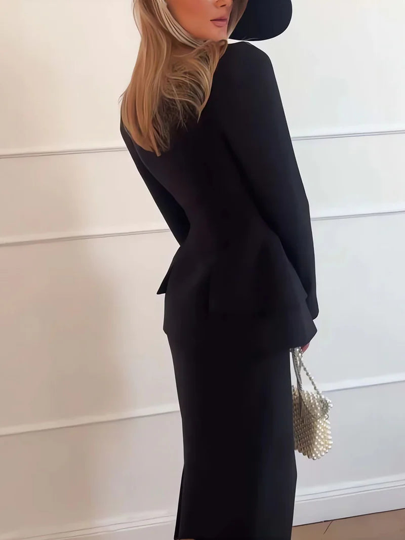 Aurelia Boat-Neck Skirt Suit