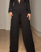 V-Neck Long Sleeve Jumpsuit: Elegance and Comfort All Year Round