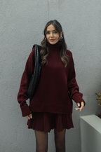 SHEENA - Pleated Knit Sweater and Skirt Set