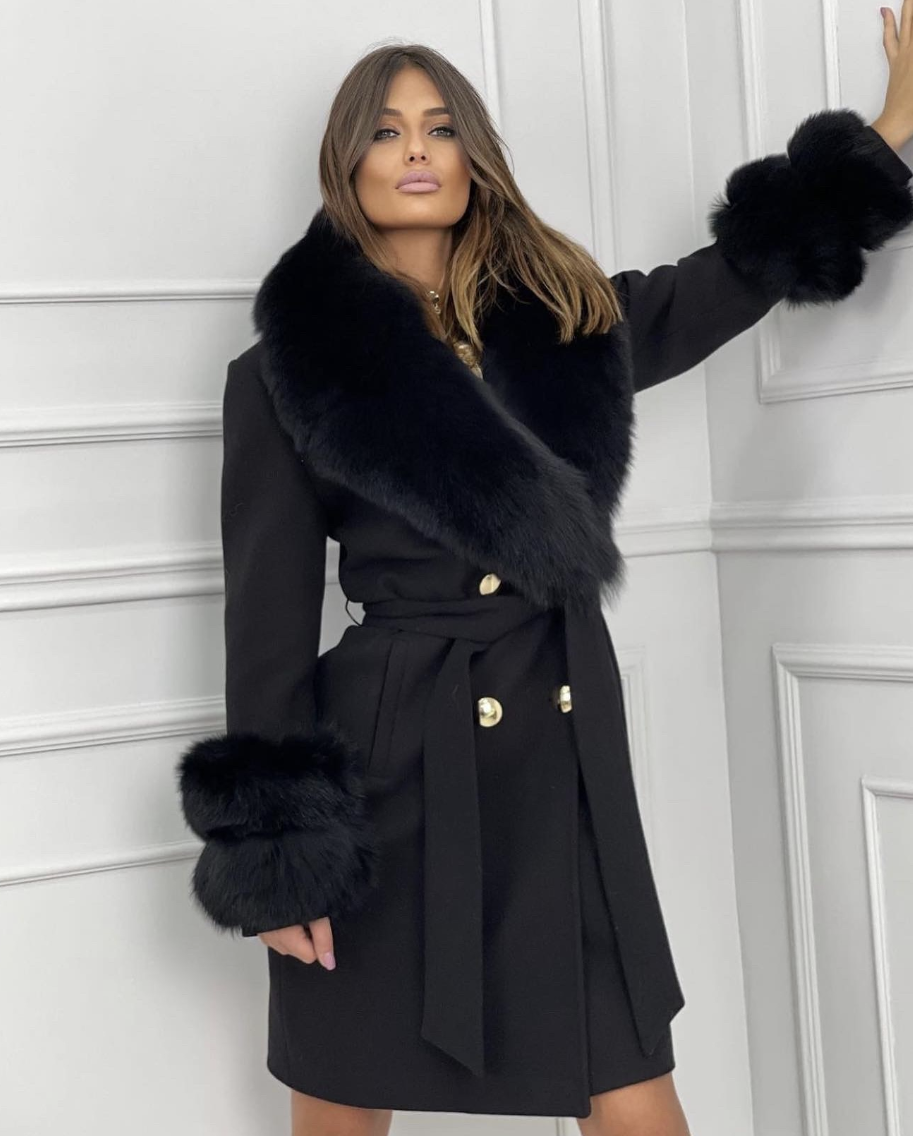 Marlowe Lace-Up Scarf-Collar Overcoat