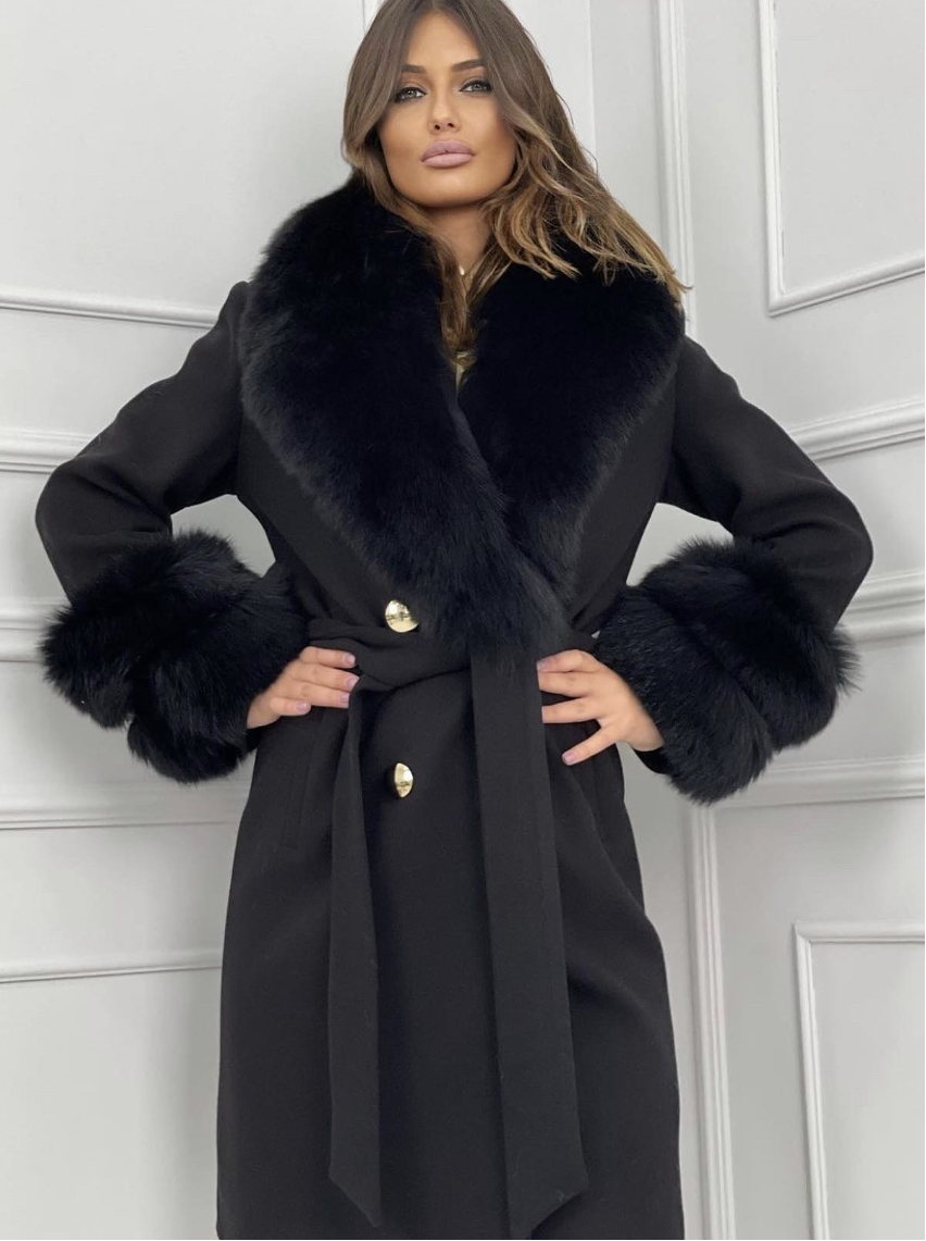 Marlowe Lace-Up Scarf-Collar Overcoat