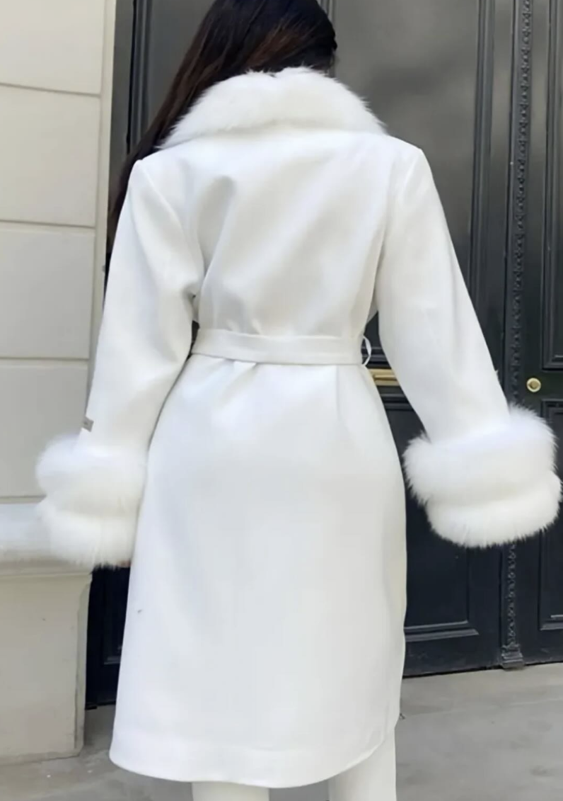 Marlowe Lace-Up Scarf-Collar Overcoat