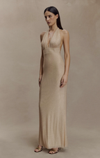 Isabella Halter Neck Diamante Maxi Dress