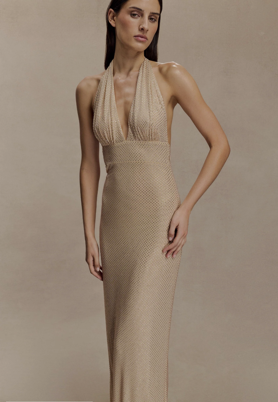 Isabella Halter Neck Diamante Maxi Dress