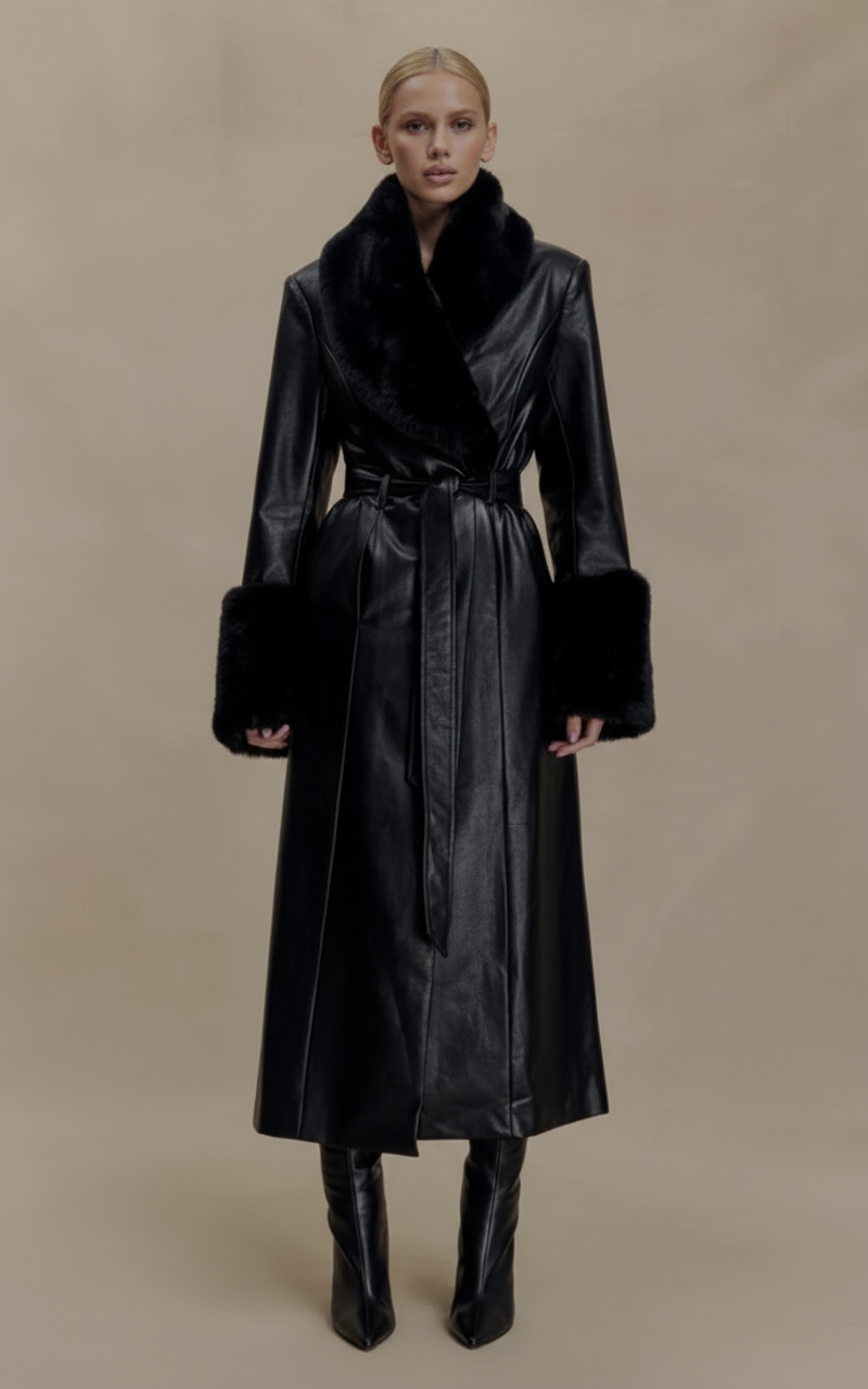 Callista Faux-Leather Trench