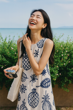 Holiday Dress in Blue Print: Elegance and Comfort for Every Adventure