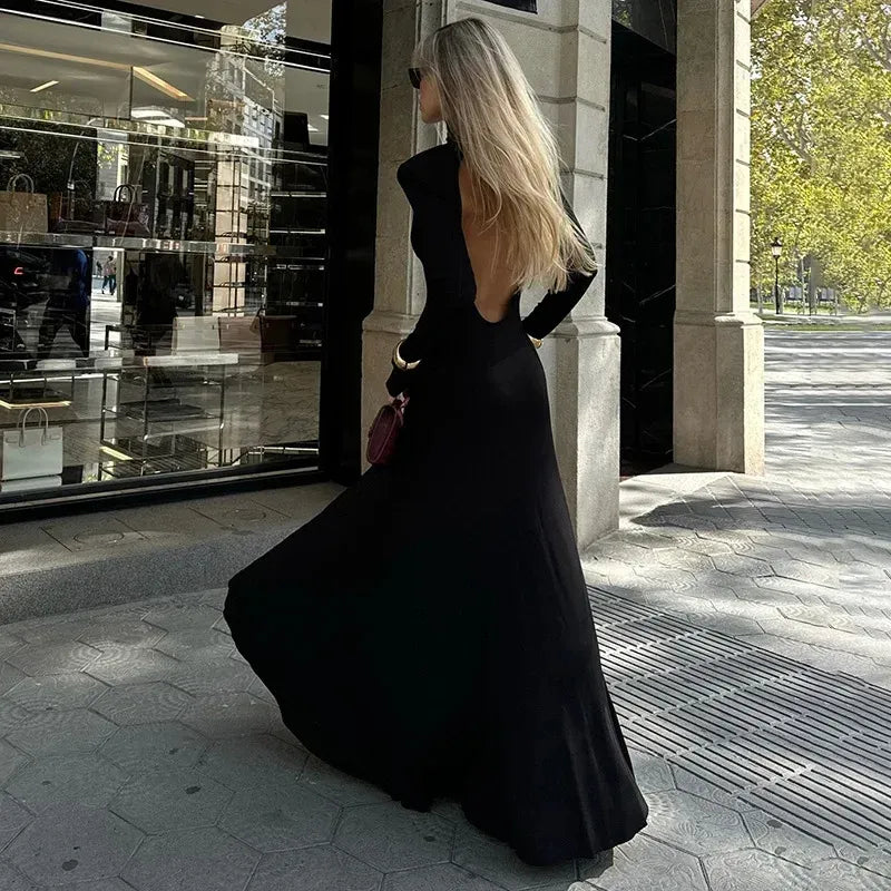 Ravenna Backless Long-Sleeve Dress