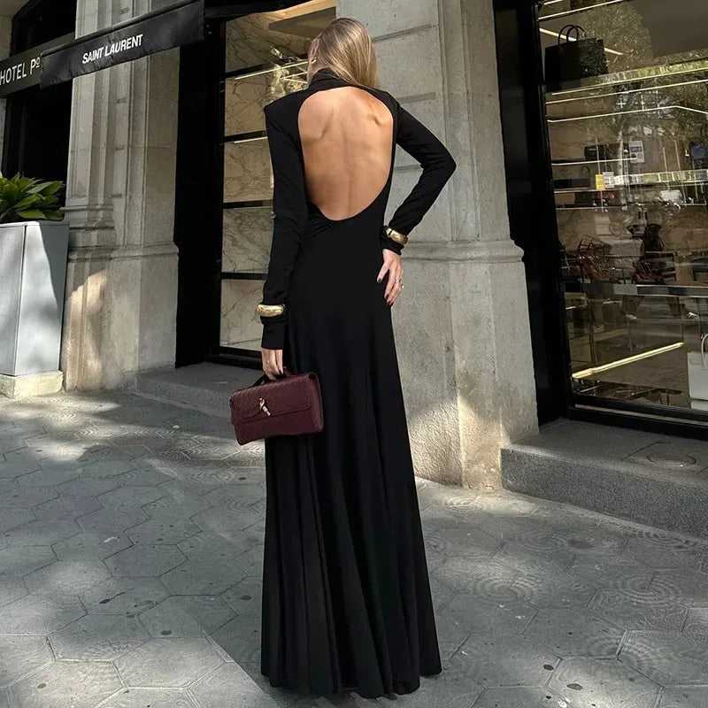 Ravenna Backless Long-Sleeve Dress