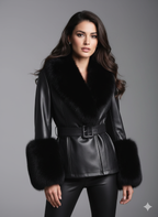 Emma Leather Trench Jacket with Fur Details