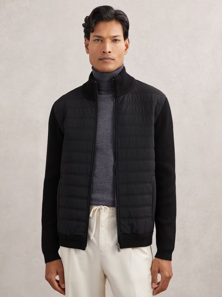 The Townsend Quilted Rib-Knit Funnel-Neck Jacket&nbsp;