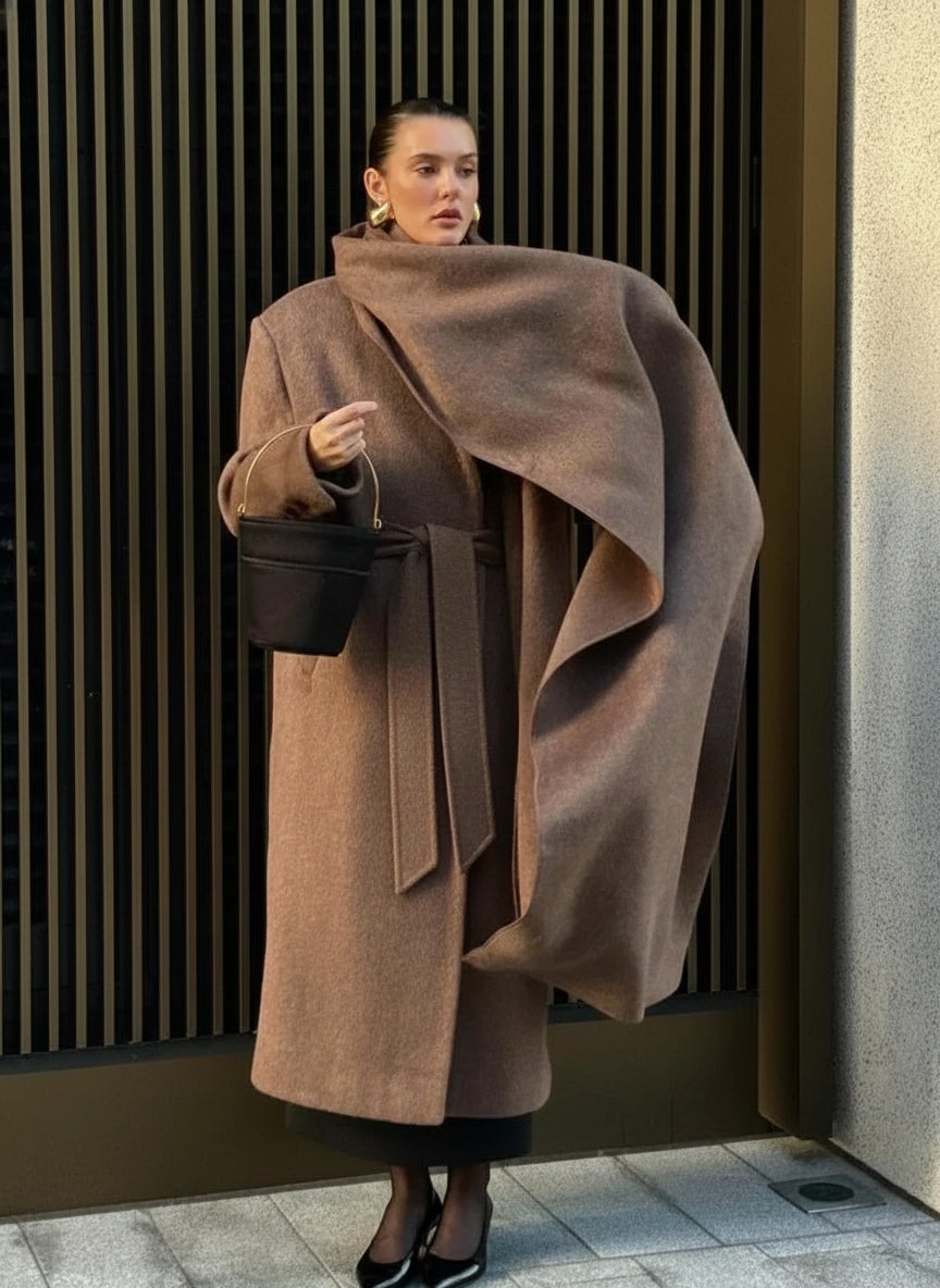 Aurelia Long Scarf Wool-Blend Coat