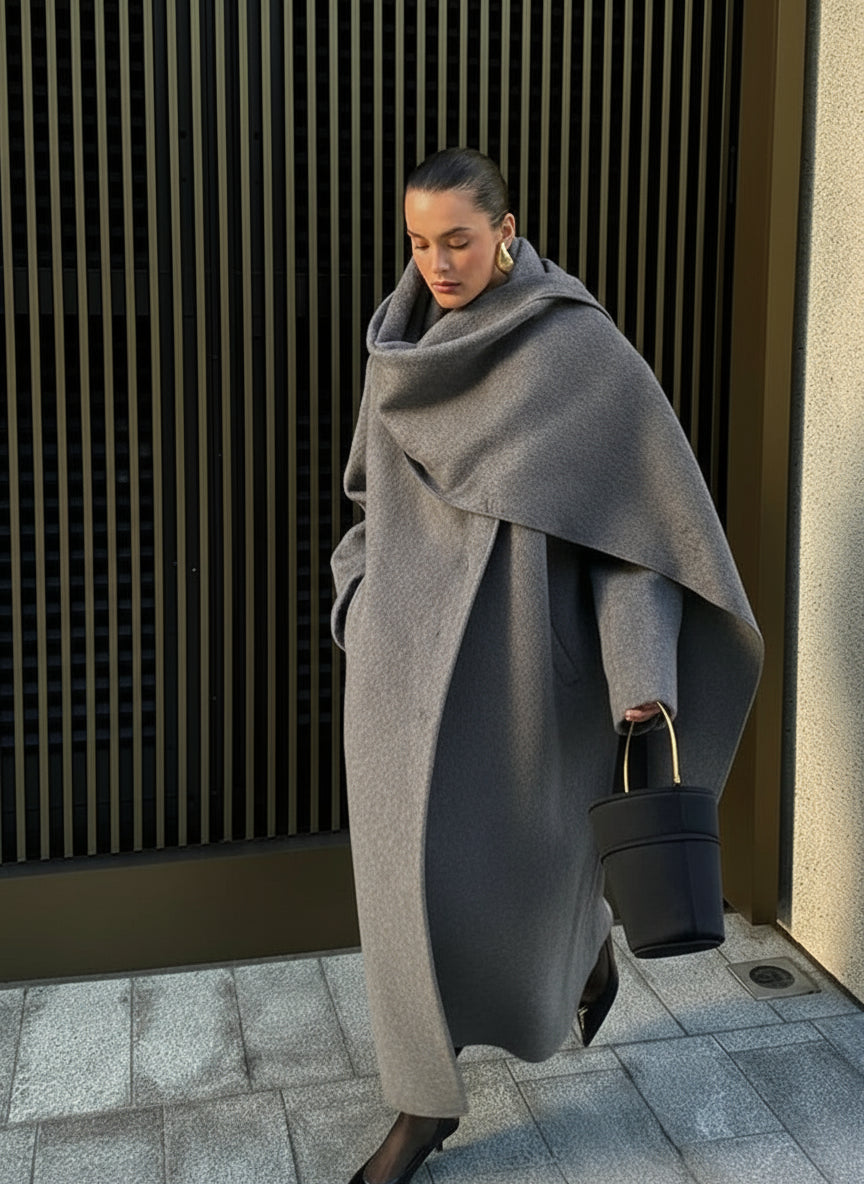 Aurelia Long Scarf Wool-Blend Coat