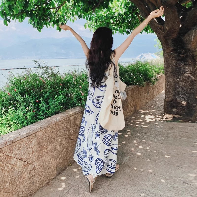 Holiday Dress in Blue Print: Elegance and Comfort for Every Adventure