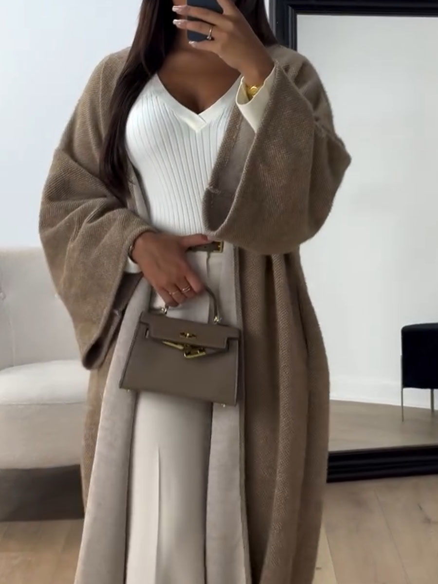 Loose Solid Color Coat - Elegance and Comfort for Cold Days