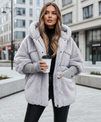 Lila Hooded Fur Patchwork Winter Coat