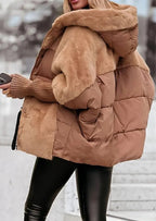 Lila Hooded Fur Patchwork Winter Coat