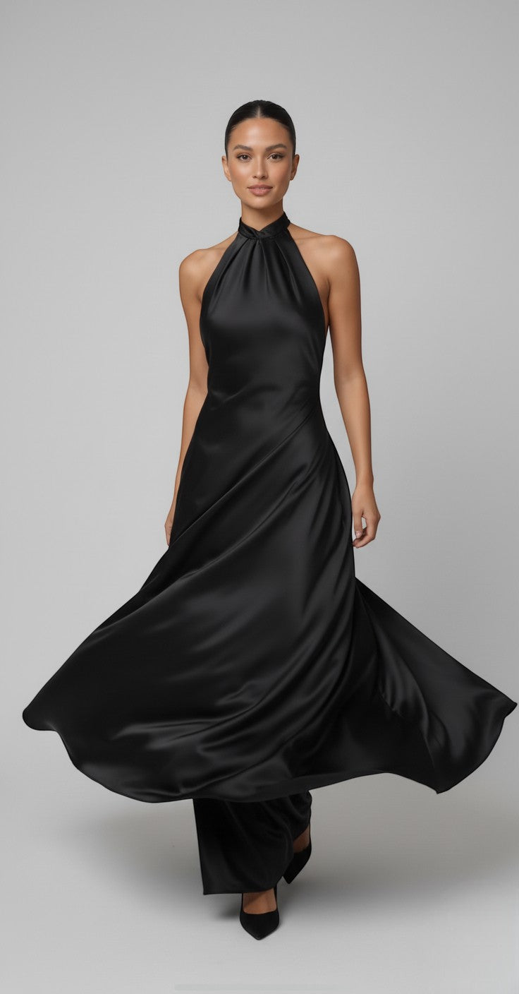 Alina Dress-Backless Satin Maxi