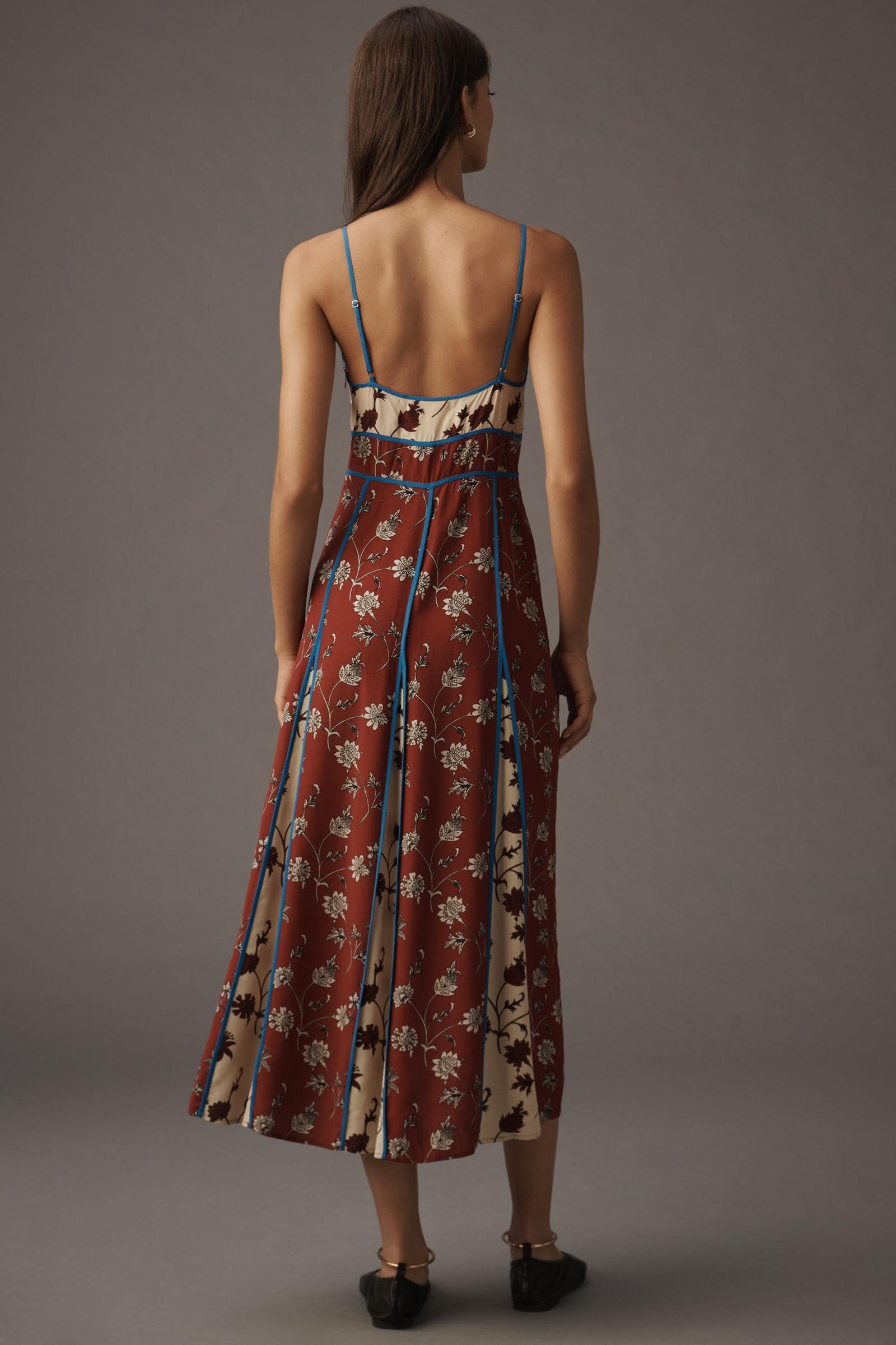 Vibrant Print Women's Midi Dress - V-Neck, Elegant