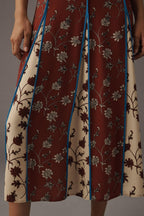 Vibrant Print Women's Midi Dress - V-Neck, Elegant