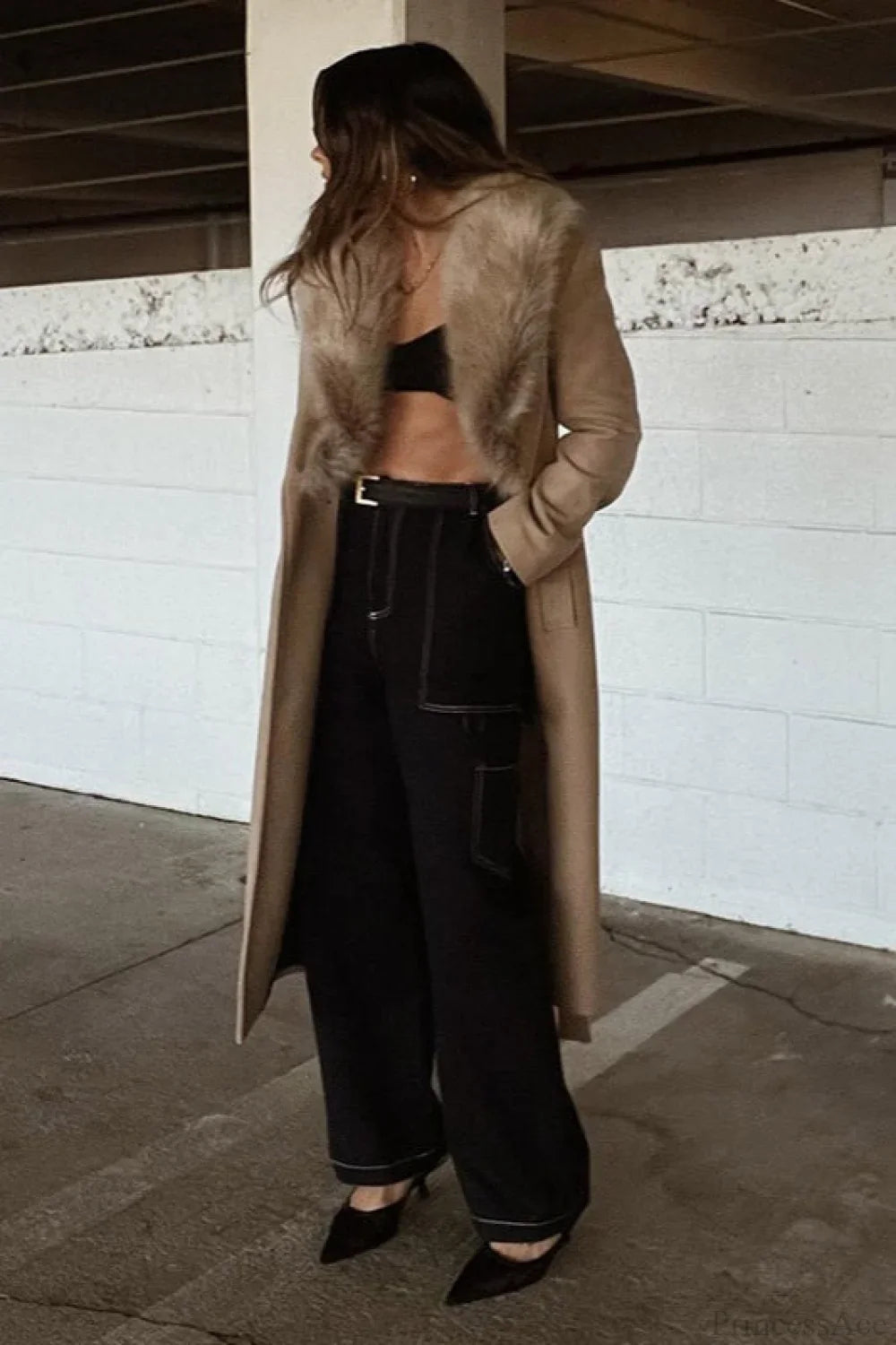 The Novalie Wool-Blend Fur-Collar Overcoat