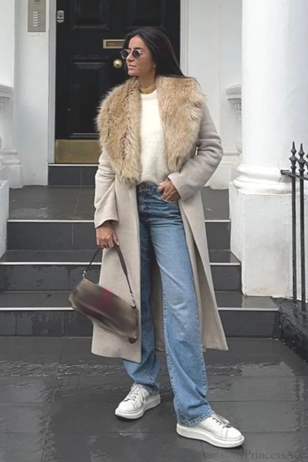 The Novalie Wool-Blend Fur-Collar Overcoat