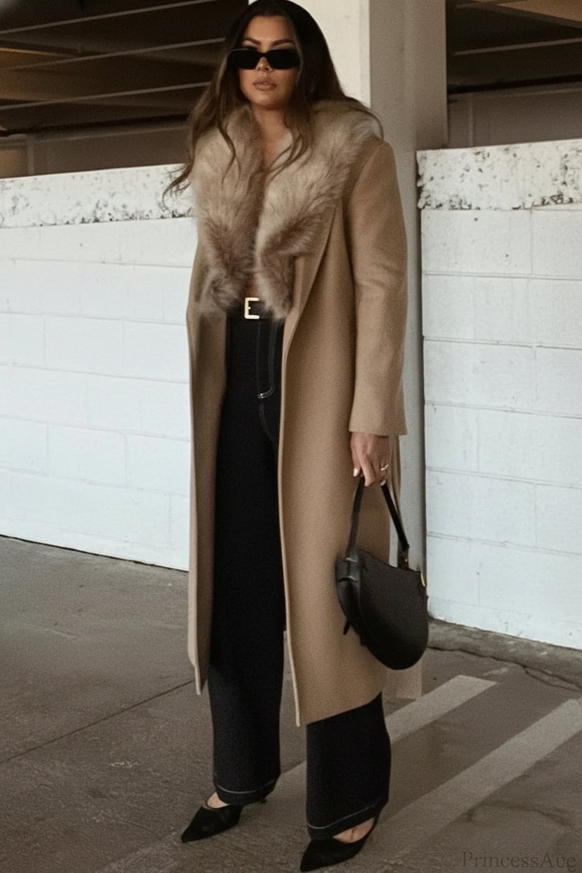 The Novalie Wool-Blend Fur-Collar Overcoat